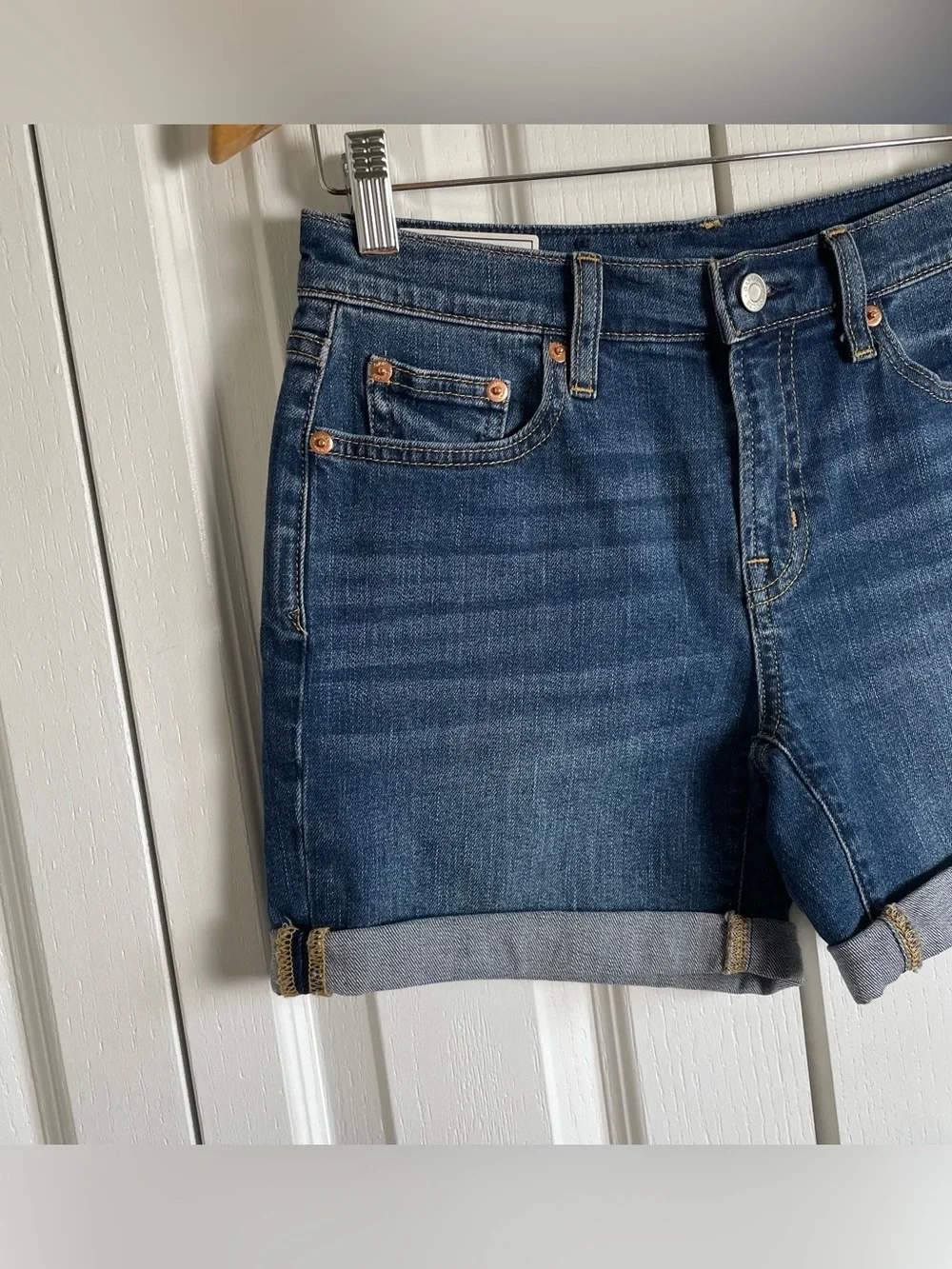 Gap 5” Mid Rise Denim Shorts Women’s 25 | 0 Blue Cuffed Stretch Casual Preppy